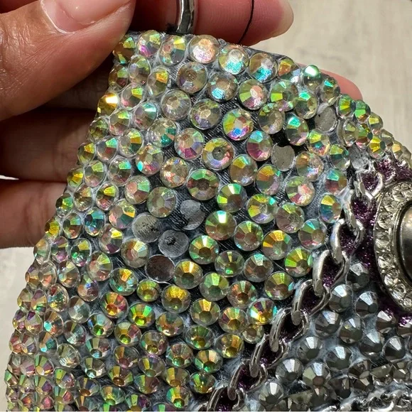 Silver & Purple Rhinestone Decorated Bra 34C - Picture 5 of 10